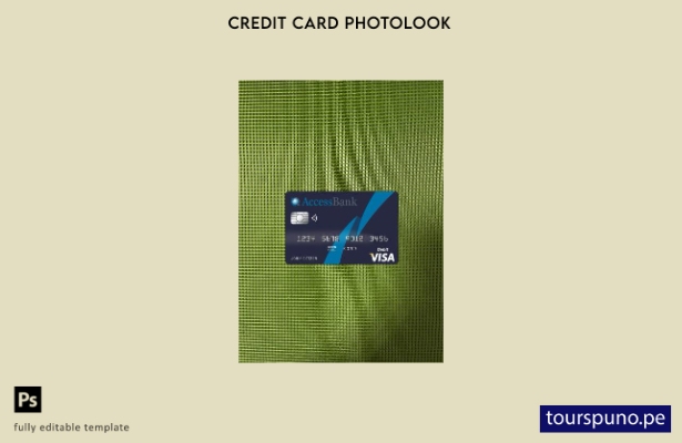listo para imprimir Plantilla frontal de aspecto fotográfico de tarjeta visa  22